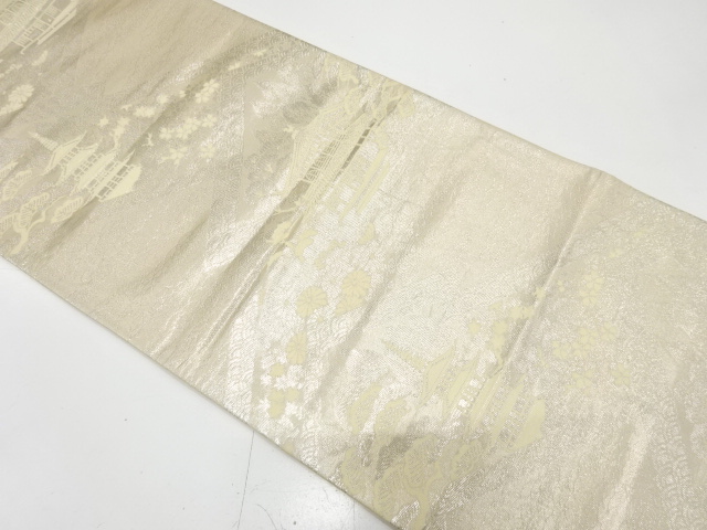 JAPANESE KIMONO / ANTIQUE FUKURO OBI / SILK / WOVEN TEMPLE PATTERN